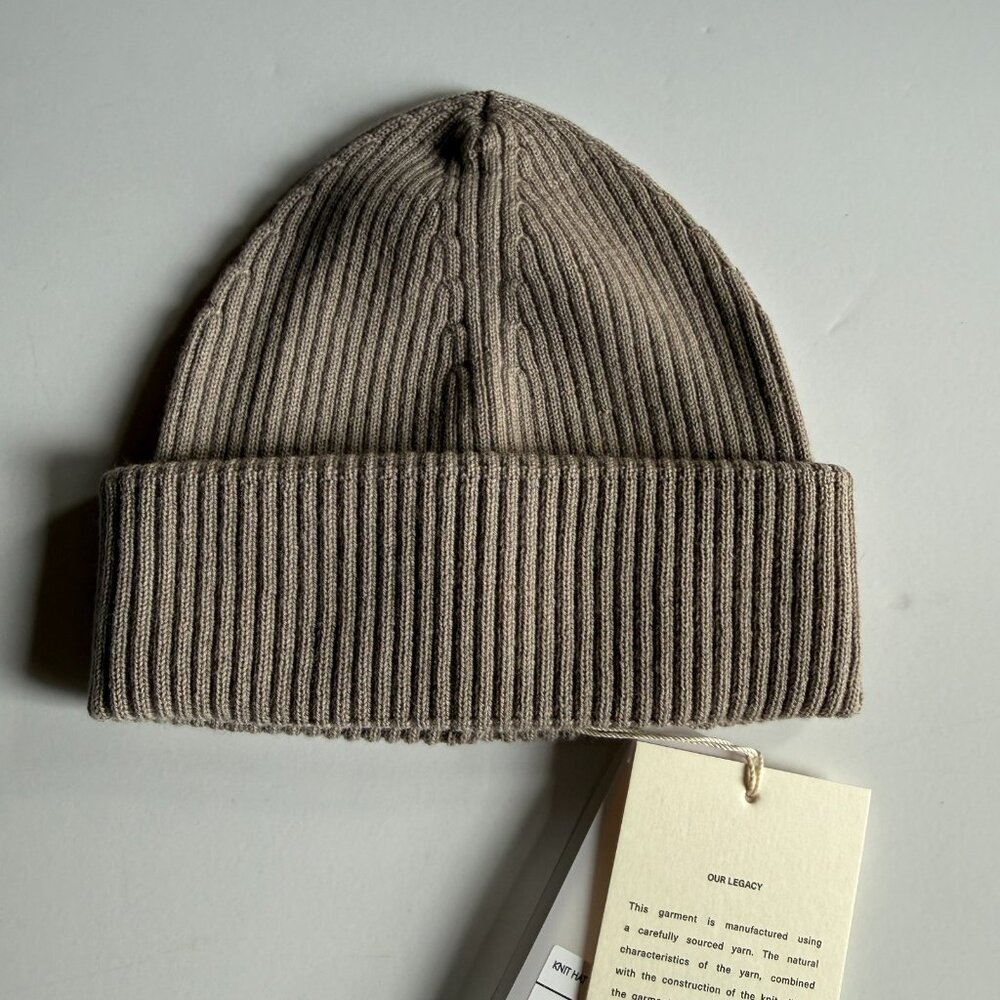 Our Legacy White Sand Rustic Merino Knit Beanie Hat - Fall 2025